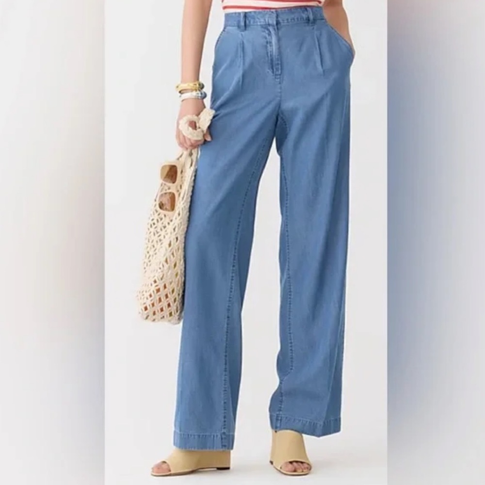J.Crew Capeside Pant in Lightweight Chambray 10